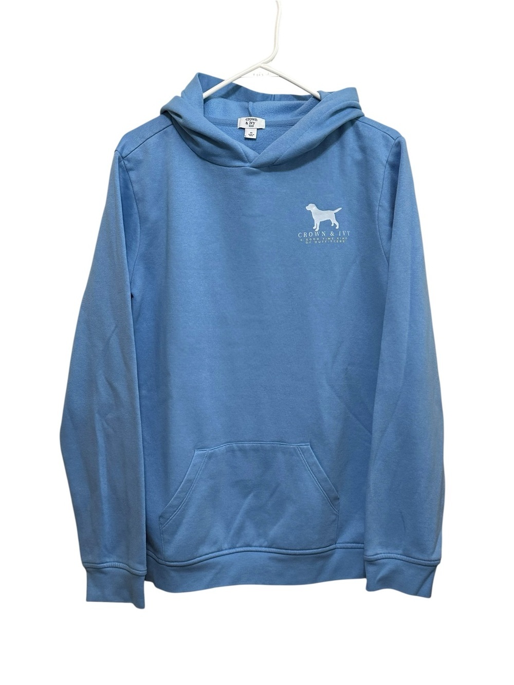 crown & ivy. Light Blue Men's Crewneck Hoodie with Dog Logo